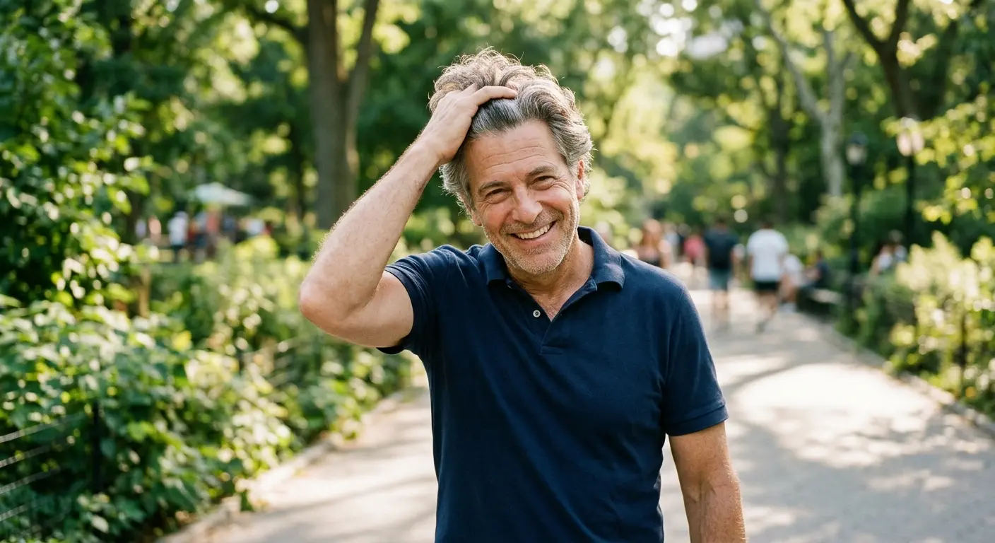 Confident man with full hair