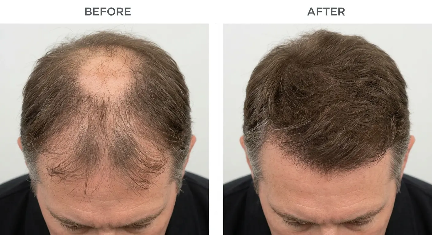 Crown regrowth before and after
