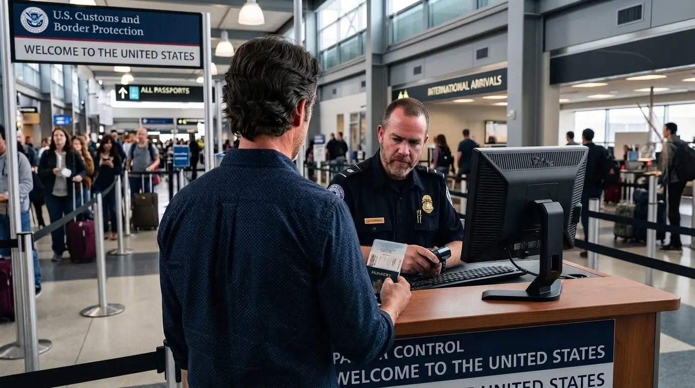 Airport checkpoint scene